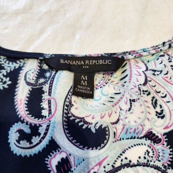 Banana Republic Size Medium Black and Blue Paisley Blouse - Picture 6 of 7